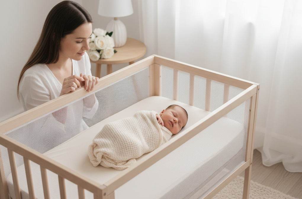 レンタルベビーベッドで眠る赤ちゃん