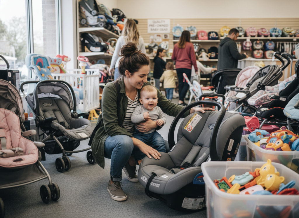 中古チャイルドチートを選ぶママ